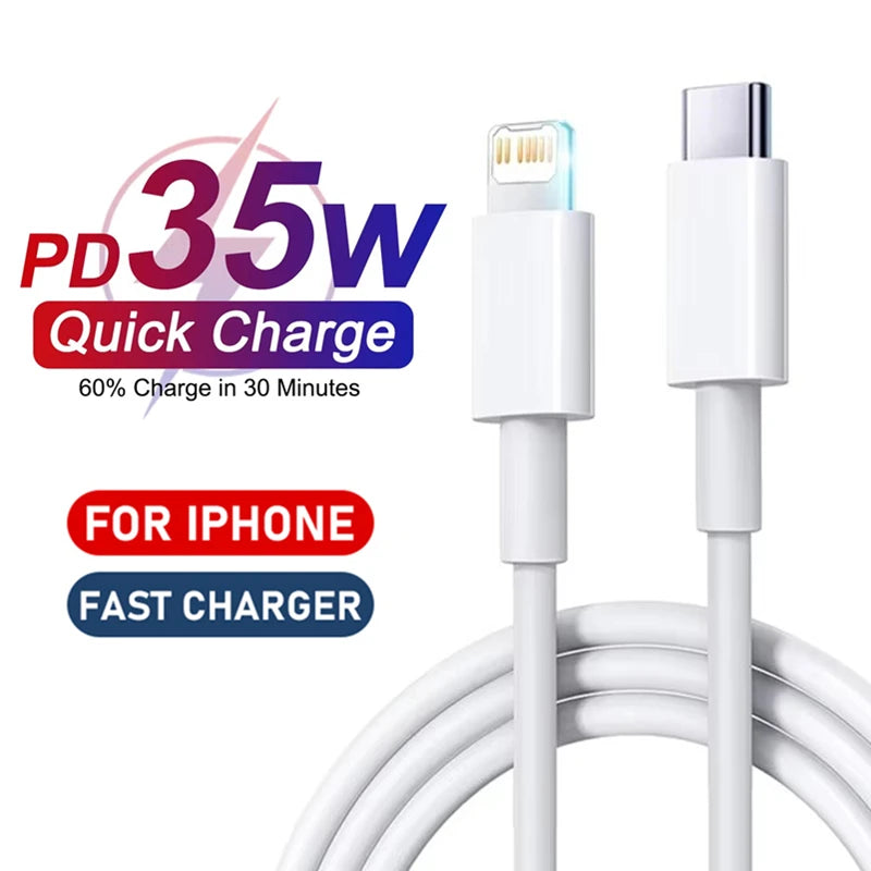 PD 35W Original Fast Charger Cable for iPhone 11 12 13 Pro 14 Plus X XR XS Max SE 2020 8 Plus Quick Charging PD Cables With Box