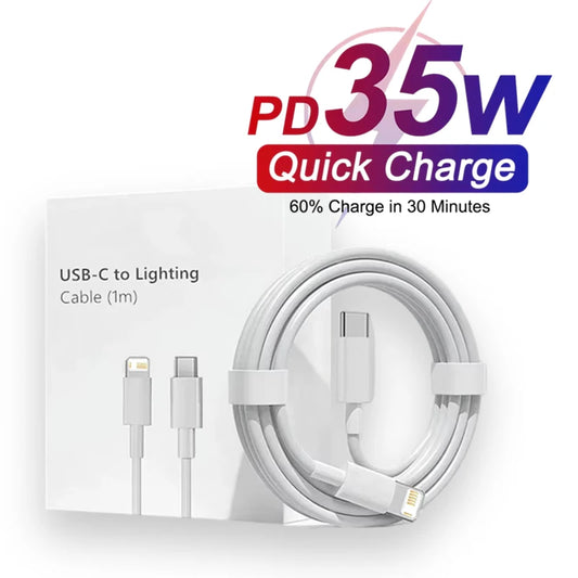 PD 35W Original Fast Charger Cable for iPhone 11 12 13 Pro 14 Plus X XR XS Max SE 2020 8 Plus Quick Charging PD Cables With Box